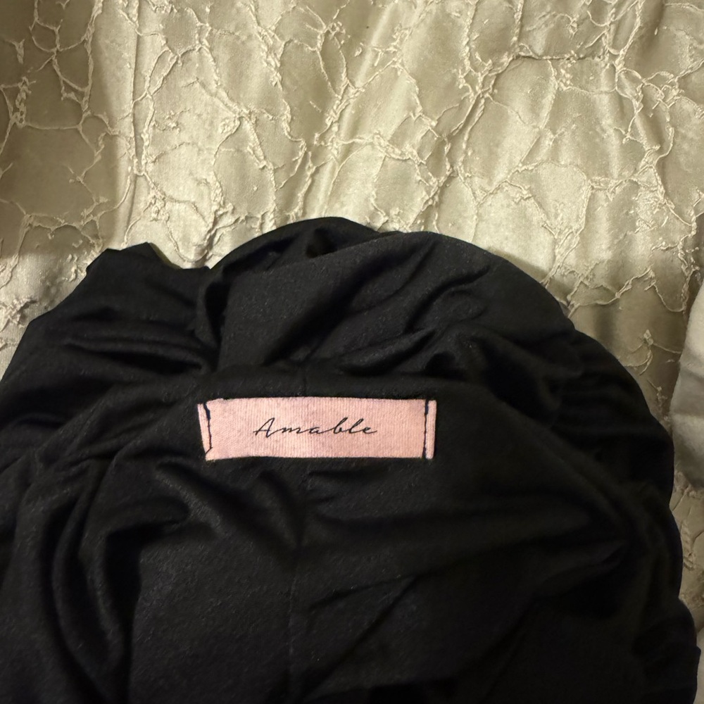 Chic Black Ruched Mini Dress - Picture 3 of 6